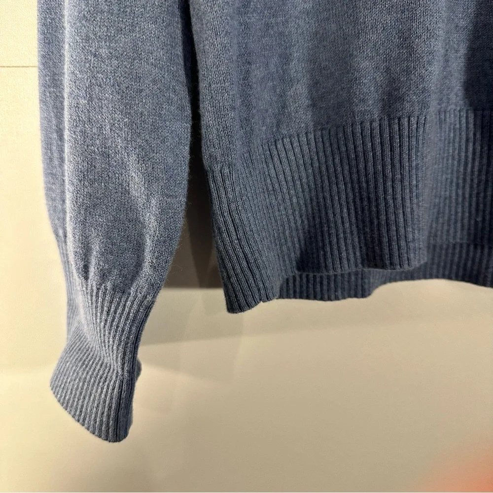 Banana Republic Cotton Cashmere Men's Blue Heather V-Neck Sweater